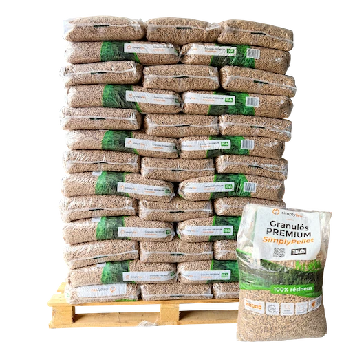 Pellet Premium SimplyPellet – Bancale 65 sacchi da 15 kg (975 kg)