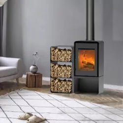 Stufa a legna Domino con portalegna e modulo 3 ripiani – 8,5 kW