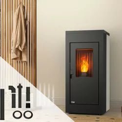 Pack stufa a pellet stagna Vulcano Silenzio UP + kit canna fumaria concentrica uscita superiore – 9,2 kW